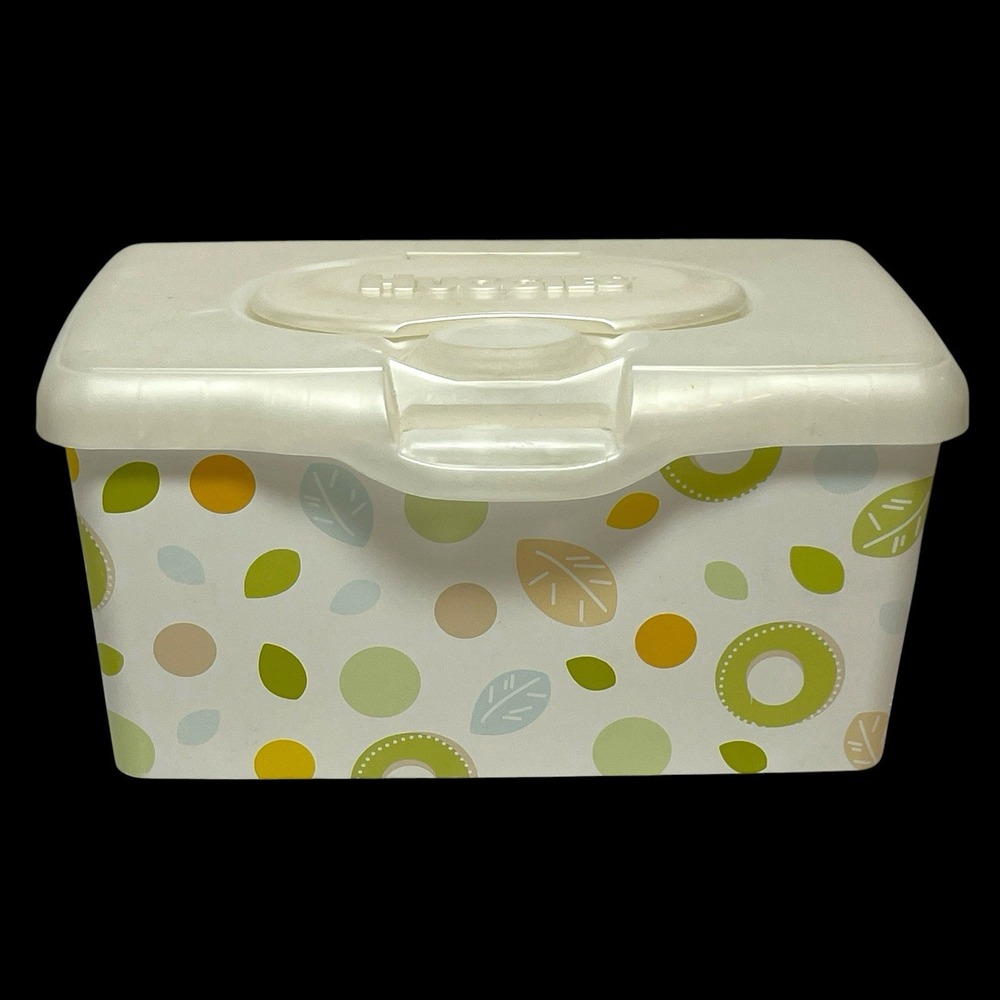 Vintage Huggies Baby Wipes Container EMPTY Plastic Tub Leaf Pattern Pop Up *Read
